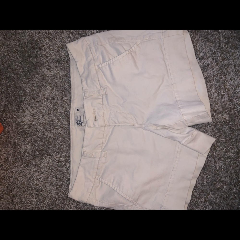 Cream tan midi shorts